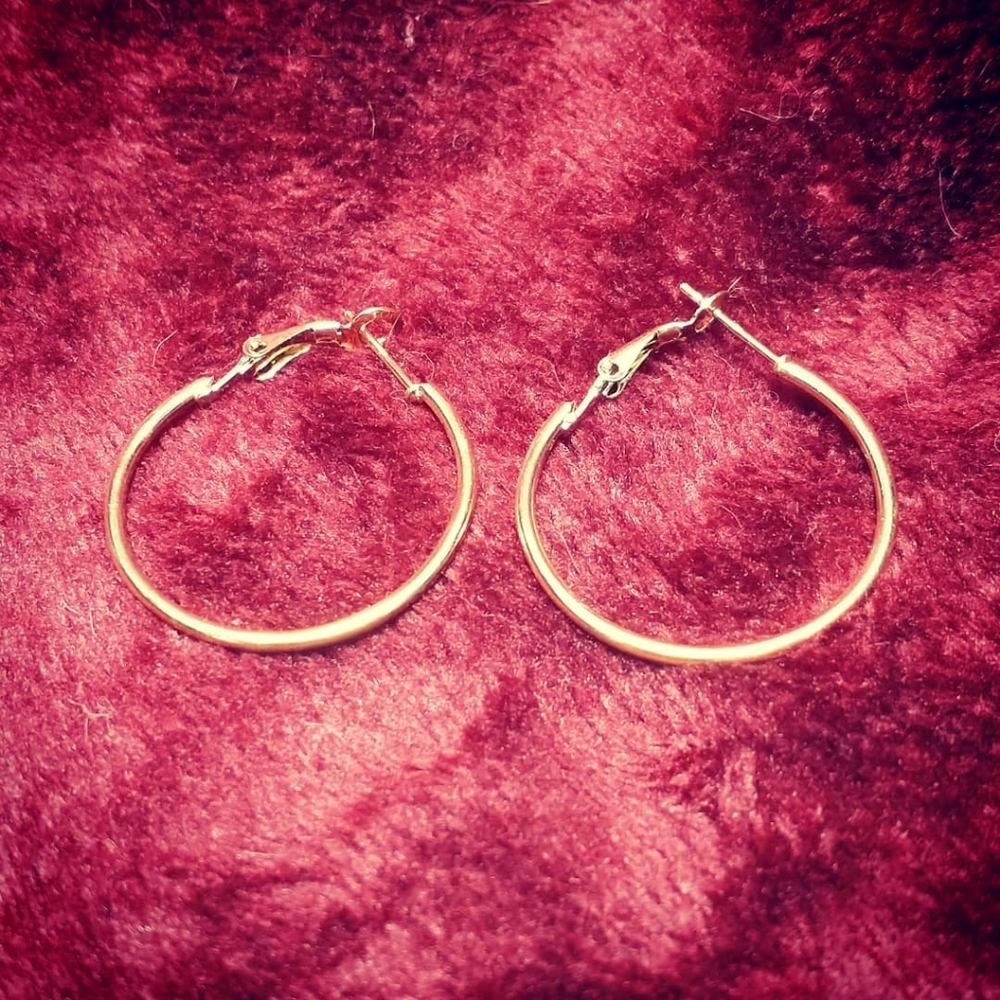 Golden Hoop Earrings 1in/2.54cm